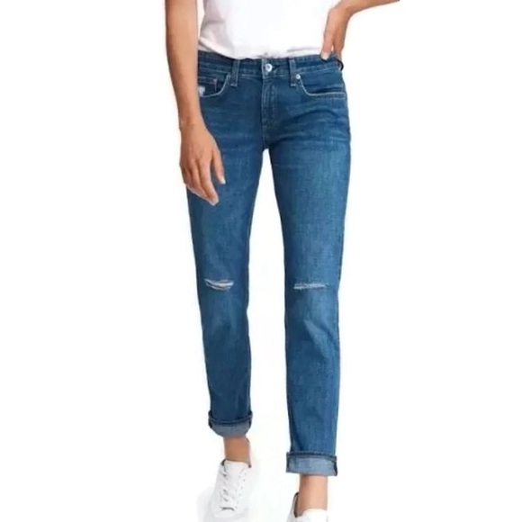 RAG & BONE Dre Low Rise Slim Boyfriend Denim Blue Jeans in Mission Wash Size 28 - Picture 1 of 11